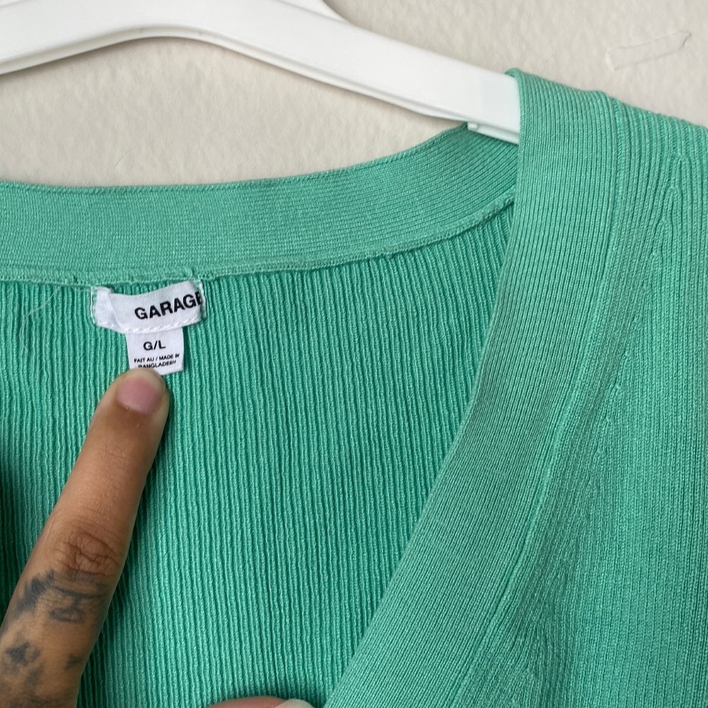 Garage mint cropped cardigan